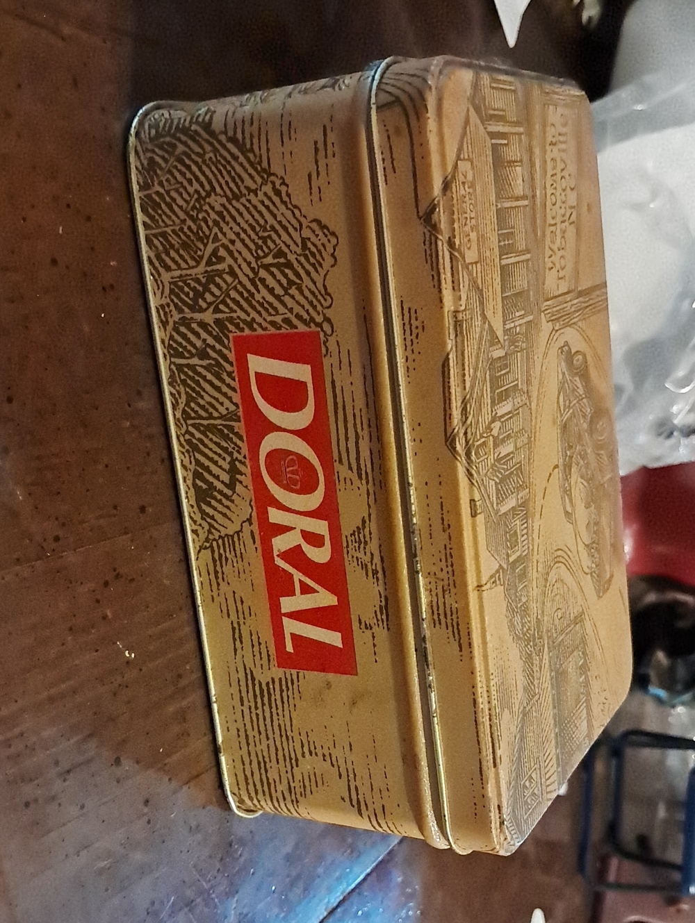 Gold Embossed Tin Box - Decorative Home Art Accent